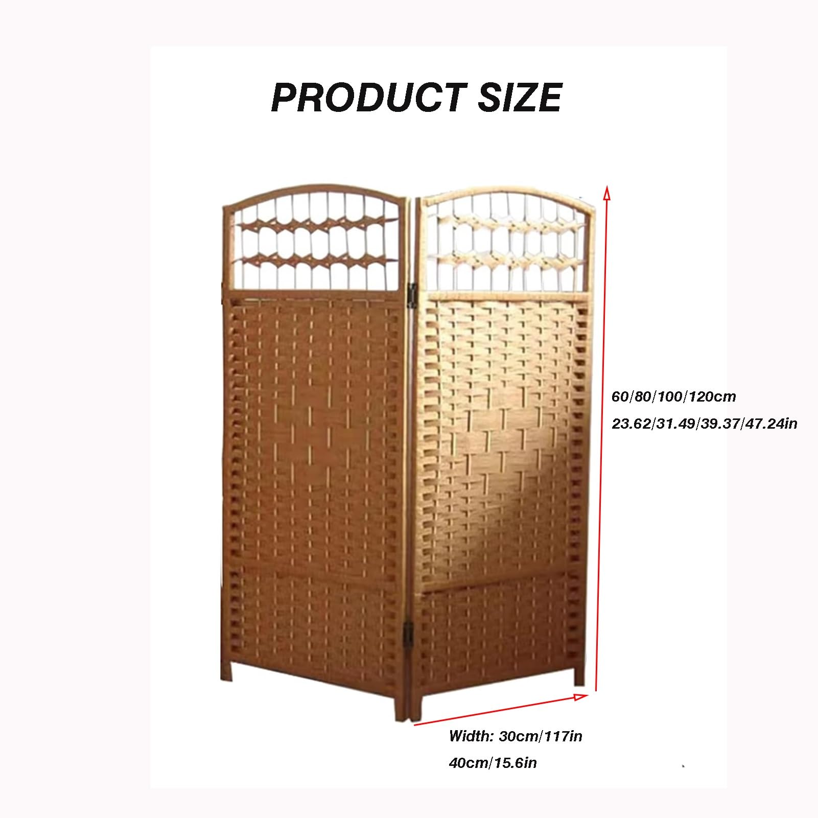 Paravent Pliant Court, Séparateur Autoportant À 4/5/6 Panneaux, Séparateur De Pièce en Rotin, Écran De Confidentialité Tissé Pliable Et Occultant Portable(Brown,60X30CM-4PCS)