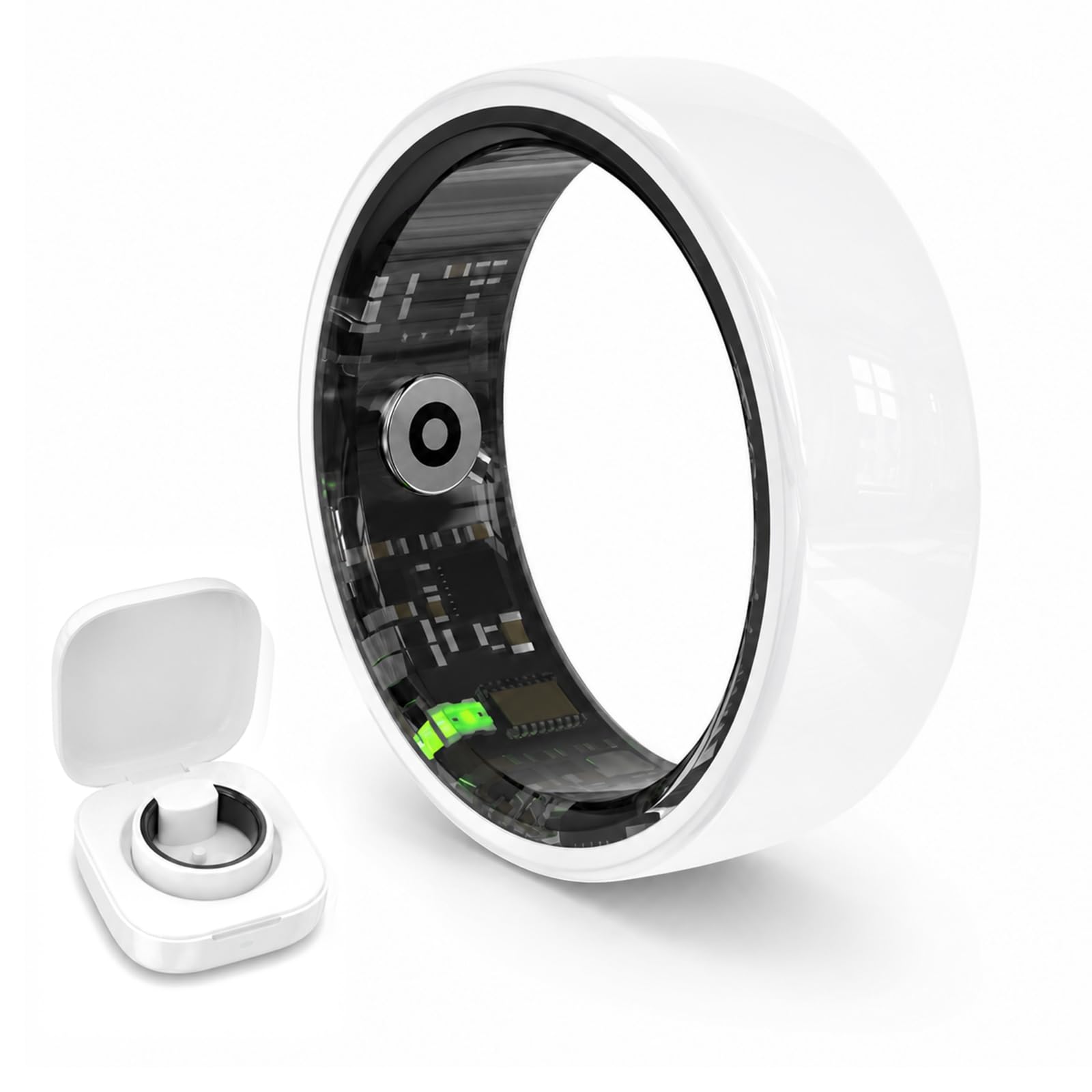 Smart Rings for Couples，Health Rings for Men & Women, 24/7 Track Heart Rate, Sleep, SpO2, Stress, HRV & Cycles. 5ATM Waterproof, iOS/Android, No Subscription.(White, 9 (19.1mm))-image-35