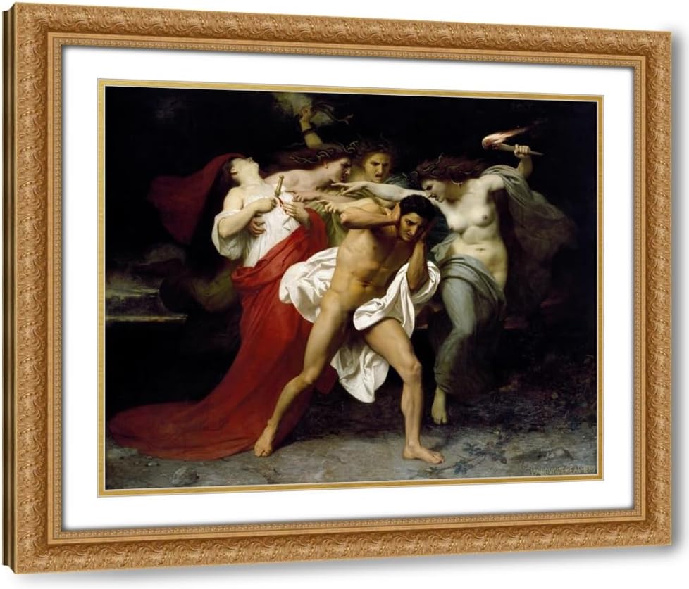 ArtDirect Orestes Pursued By The Furies (1862) Custom Framed Art Print Giclee Print or Canvas Options with Various Sizes and Customization by William Bouguereau