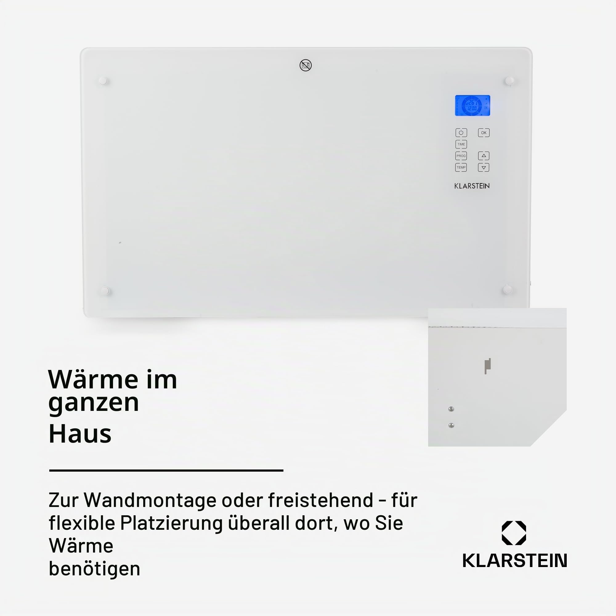 Klarstein Elektroheizung, Konvektor-Heizung mit Bodenrollen, Mobile Elektroheizung Energiesparend, Leise Heizung Elektrisch, Standgerät Heizkörper Elektrisch mit Thermostat & App-Steuerung, 2000 W
