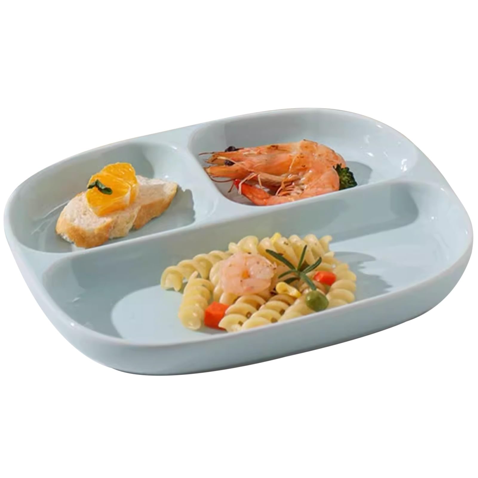 Hamankim Divided Dinner Plate with 3 Sections, Veggies Fruits Snack Serving Platter, Food Storage Tray for Home, Portion Control Dish Set for 1 Pieces, 6 Colors Available(Blue)