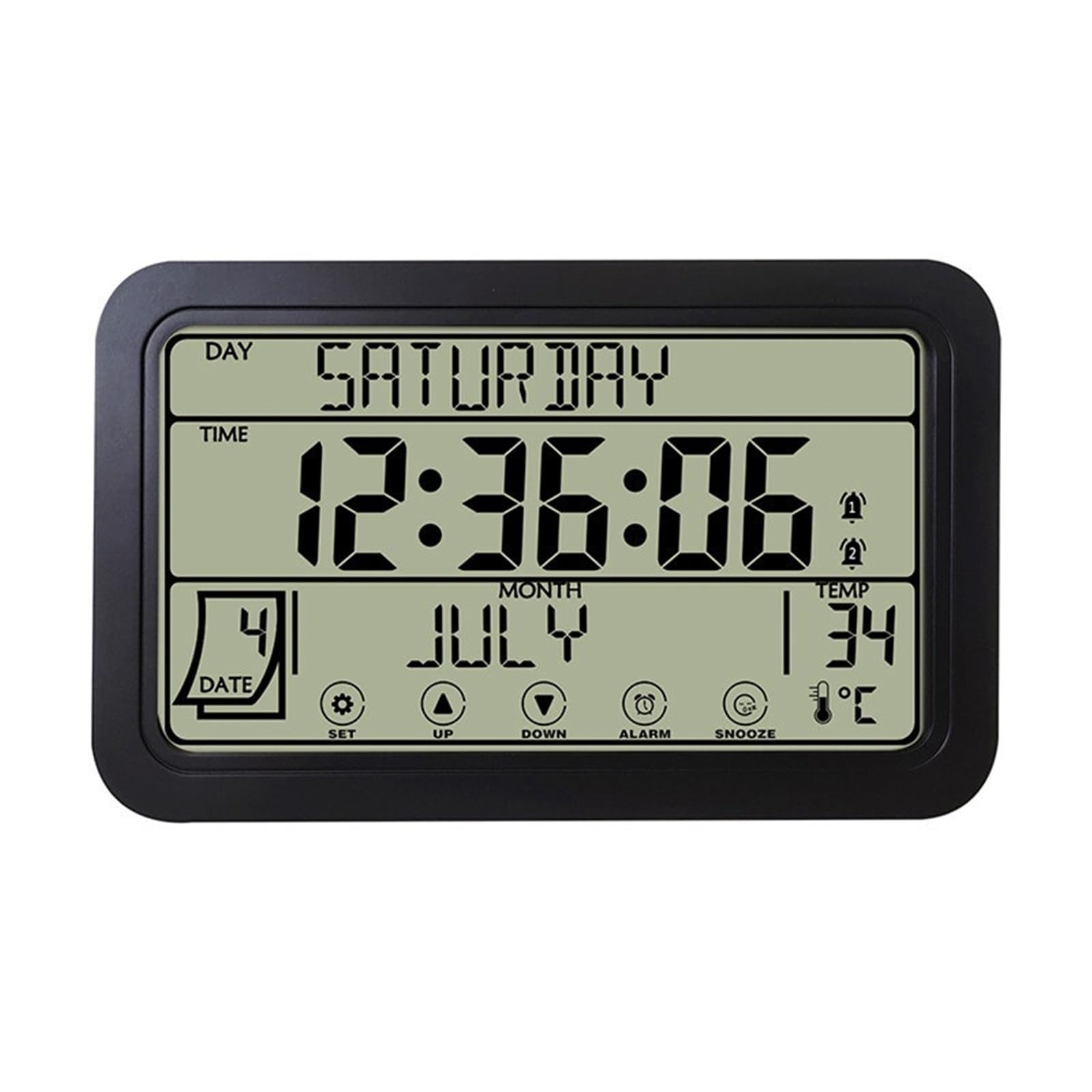 LADFRTYU Atomic Digital Wall Clock Large Number Electronic Wall Clock Temperature Humidity Display Snooze Alarm Hanging/Desktop Digital Battery Powered(Red)