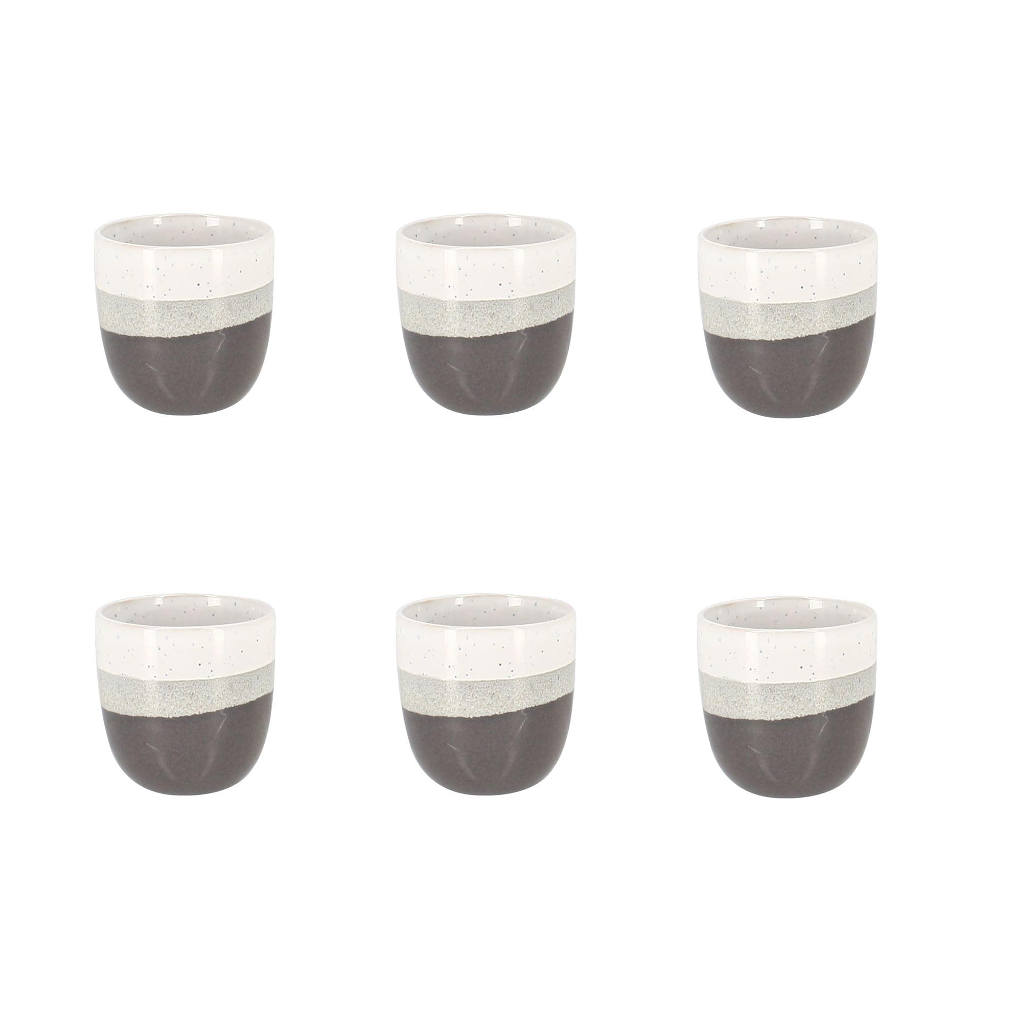 NOVASTYL - Lot 6 tasses expresso riga 11cl marron en grès - 2414146