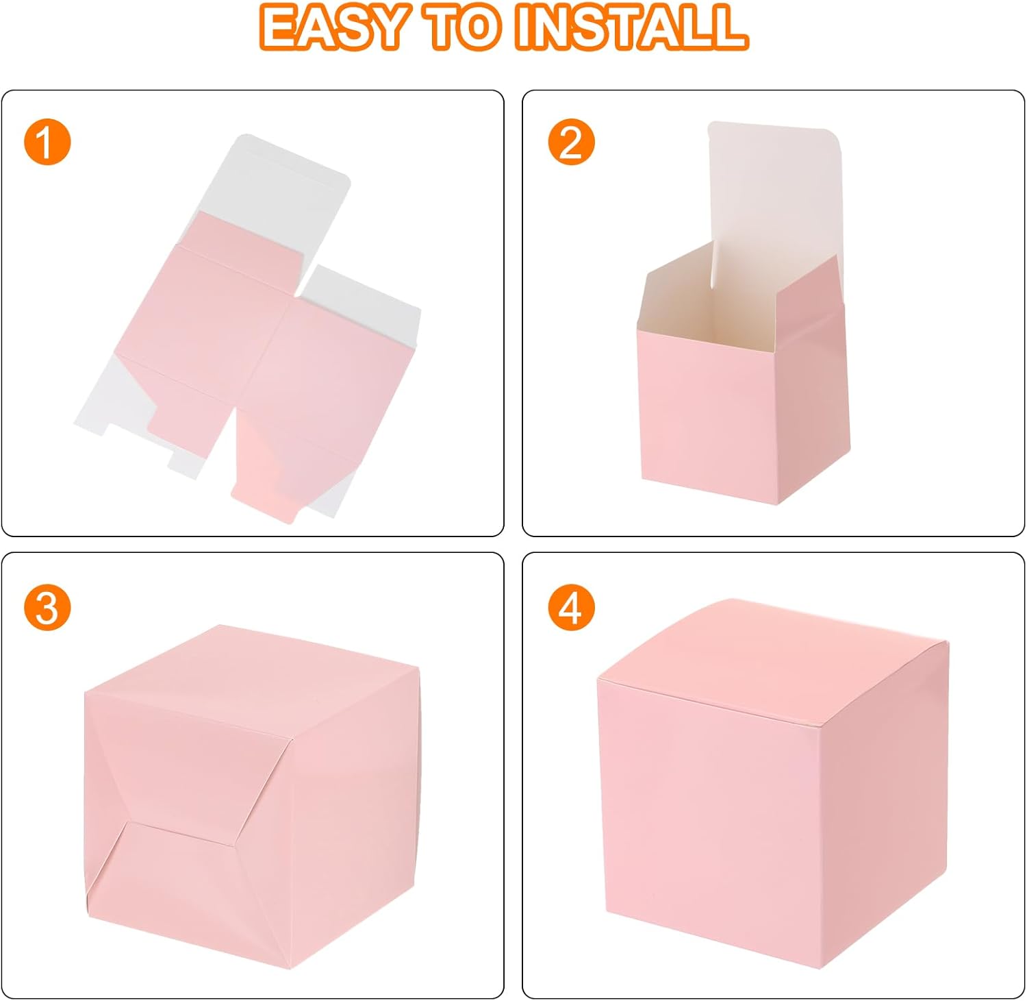 uxcell 25 Pcs Pink Gift Boxes, 4"x4"x4" Kraft Paper Candy Gift Boxes with Lids Cube Gift Box Bulk for Crafting Cupcake Christmas Wedding Presents Birthday Bridesmaids