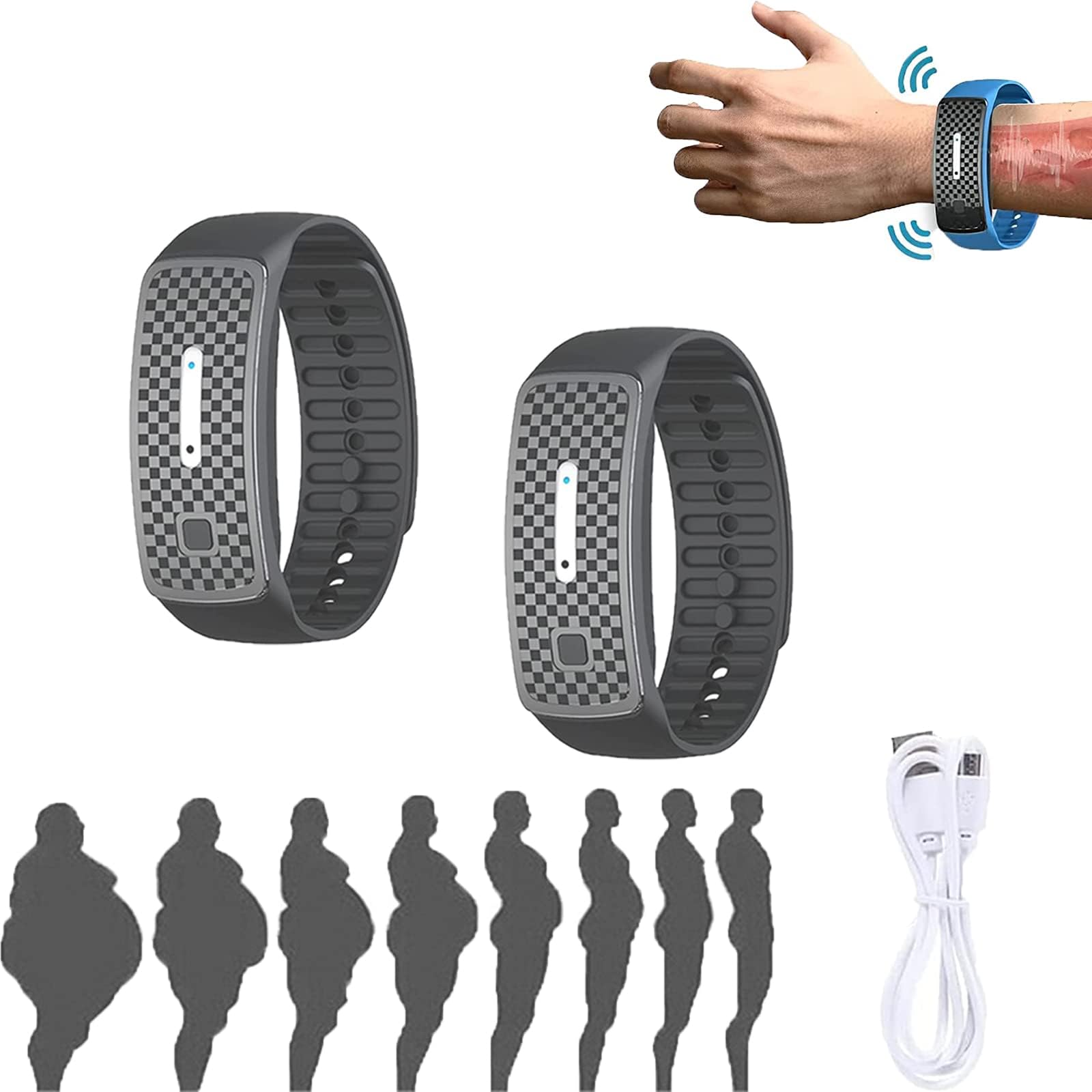 Oveallgo Matteo Ultrasonic Body Shape Wristband, Oveallgo Body Shape Wristband Pro, Magnetic Lymphatic Detox Bracelet, Magnetic Lymph Drainage Bracelet (2Black)