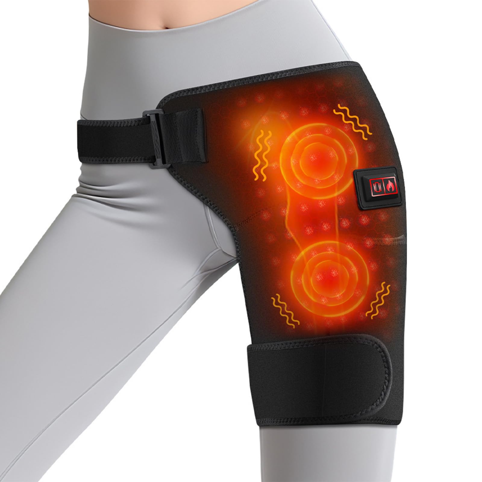 Hipora 4-in-1 Hüftmassager -Hüftmassagegerät mit Wärmefunktion,Elektrischer Massagegürtel für Hüfte und Rücken mit 4 Massageköpfen,Wiederaufladbares Massagegerät für Zuhause Entspannung (Netzbetrieb)