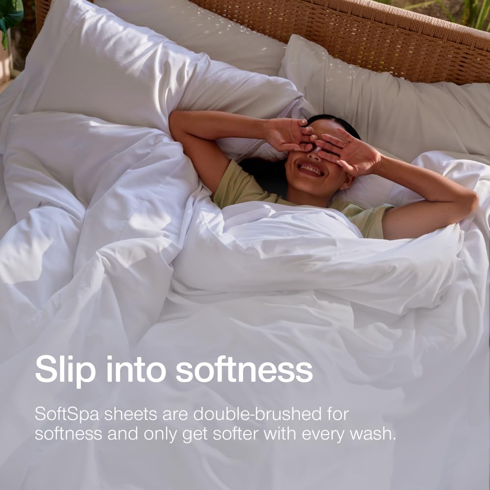 Coop Home Goods Comphy SoftSpa Bed Sheet Set of 4 Pieces, White Queen, Super Soft Queen Sheets, Flat and Fitted, Luxury Spa and Hotel Quality Bed Sheets and Pillowcase Set