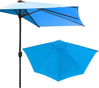9FT 5Ribs Umbrella Replacement Canopy, Outdoor Half Umbrella Replacement Cloth, Market Yard Umbrella Replacement Top Cover, Patio Umbrella Parasol