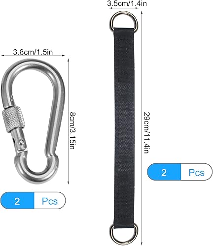 Miniatura 2 de Kit de correas colgantes para árbol negro con 4 mosquetones