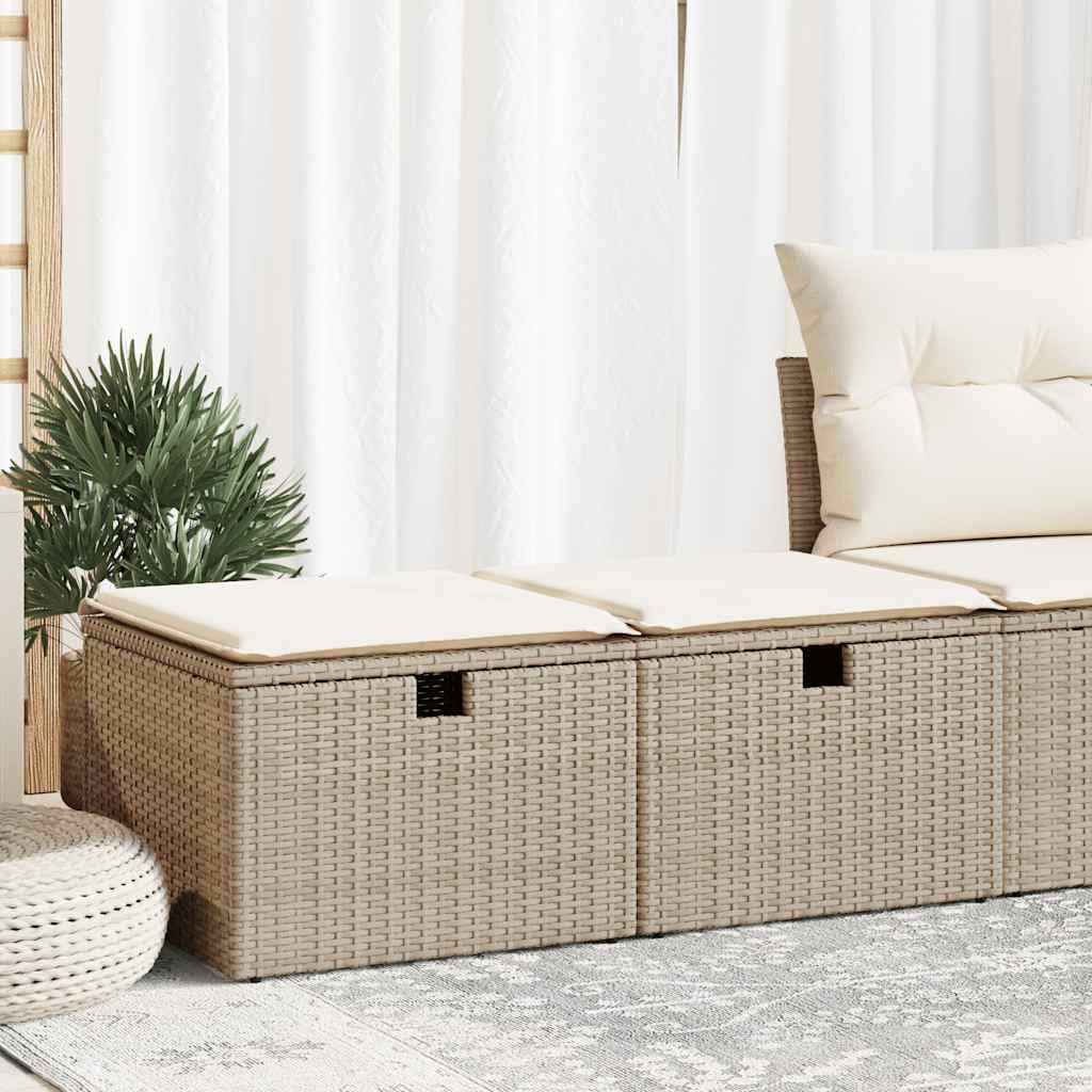 vidaXL Set sofás jardín y Cojines 2 pzas ratán sintético Acacia Beige, Juego de sofás de Exterior, Juego de salón de jardín, Juego de sofás de ratán sintético
