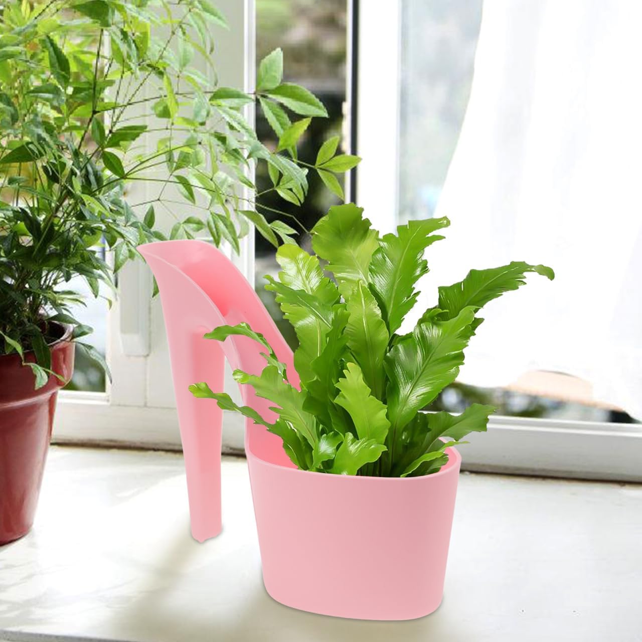 Totority High Heel Flower Pots 2pcs for Indoor Outdoor Use, Decorative Stylish Plant Holders for Home, Garden, Balcony – Durable Waterproof Plastic, Unique Artistic Design, for Plant