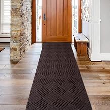 Runner Rugs 5FTx5FT Indoor Outdoor Hallway Runner Rubber Backing Non-Slip Carpet Washable Area Rugs Custom Sizes for Entryway Kitchen Bathroom Laundry Room Balcony Patio Brown