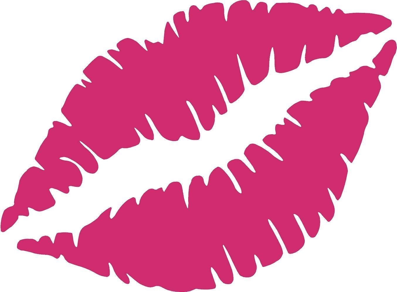 World Design Kiss Mark Lips Sticker/Decal - 6" Pink