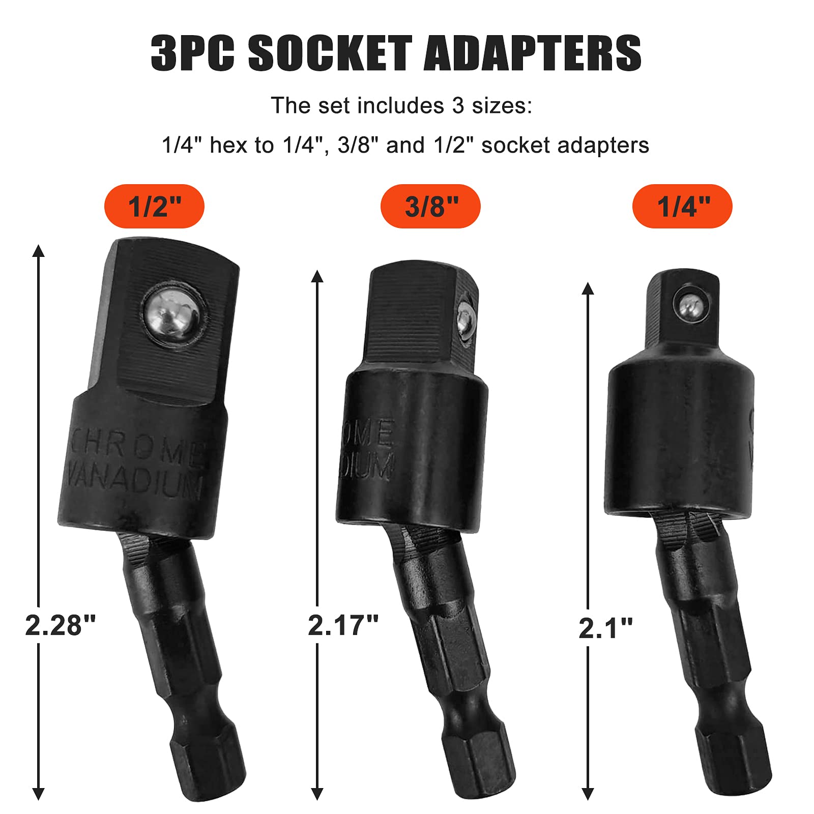 Power Drill Sockets Adapter, 360 Degree Rotatable