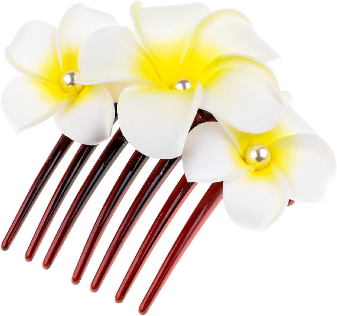Accesyes Plumeria Hair Clips Hawaii Hairpin Bobby Pin Flower Foam Hair Clip Plumeria Rubra Flower Headpiece Accessory Hair Combs (White)
