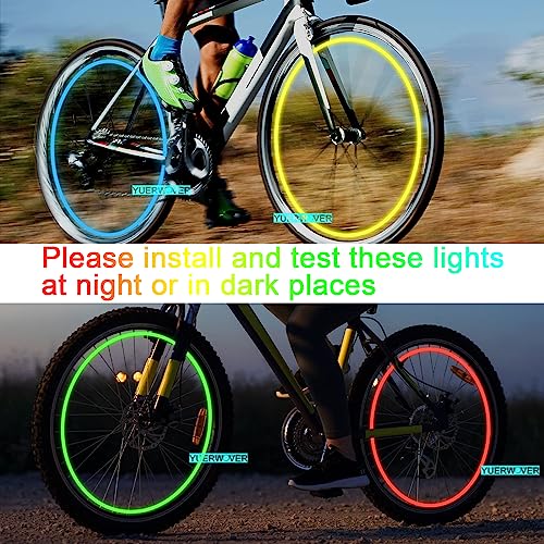 YUERWOVER 8 Pack LED Bike Wheel Lights Car Tire Valve Stems Caps Bicycle Motorcycle Waterproof Tyre Spoke Flash Light Cool Reflector Accessories for Men Women Kids (Multicolor)
