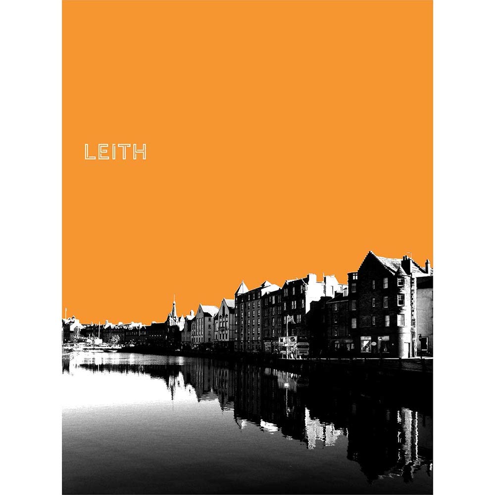 Wee Blue Coo Leith Shore Edinburgh Scotland Scottish Landmark Orange Art Print Poster Wall Decor 12X16 Inch