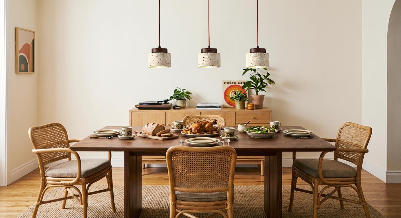 7W Lampadario Pietra Gialla Travertino Naturale Lampadari Giapponese Wabi Sabi Lampadario Decorativo Altezza Regolabile Lampada Moderno per Camera da Letto Sala da Pranzo Soggiorno Ingresso 12*10cm