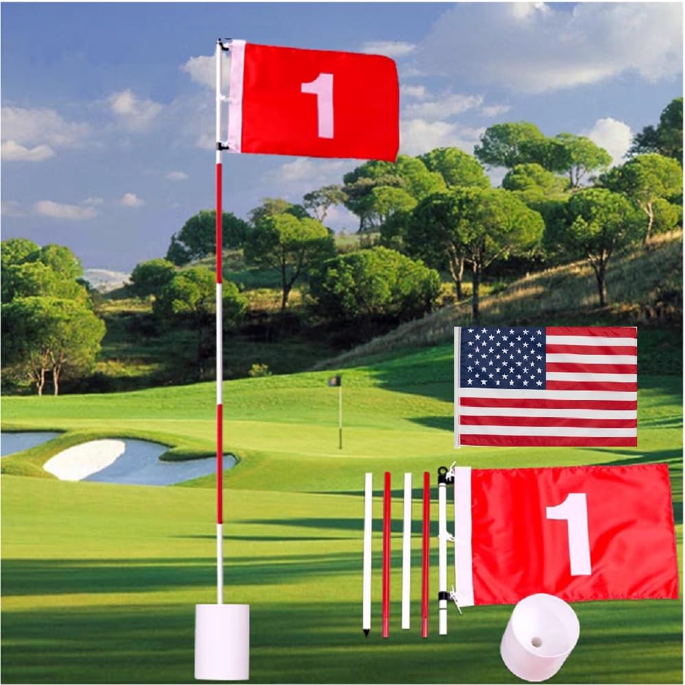 Detachable Golf Flagstick Set Backyard Outdoor Training No.1 Flag USA Flag