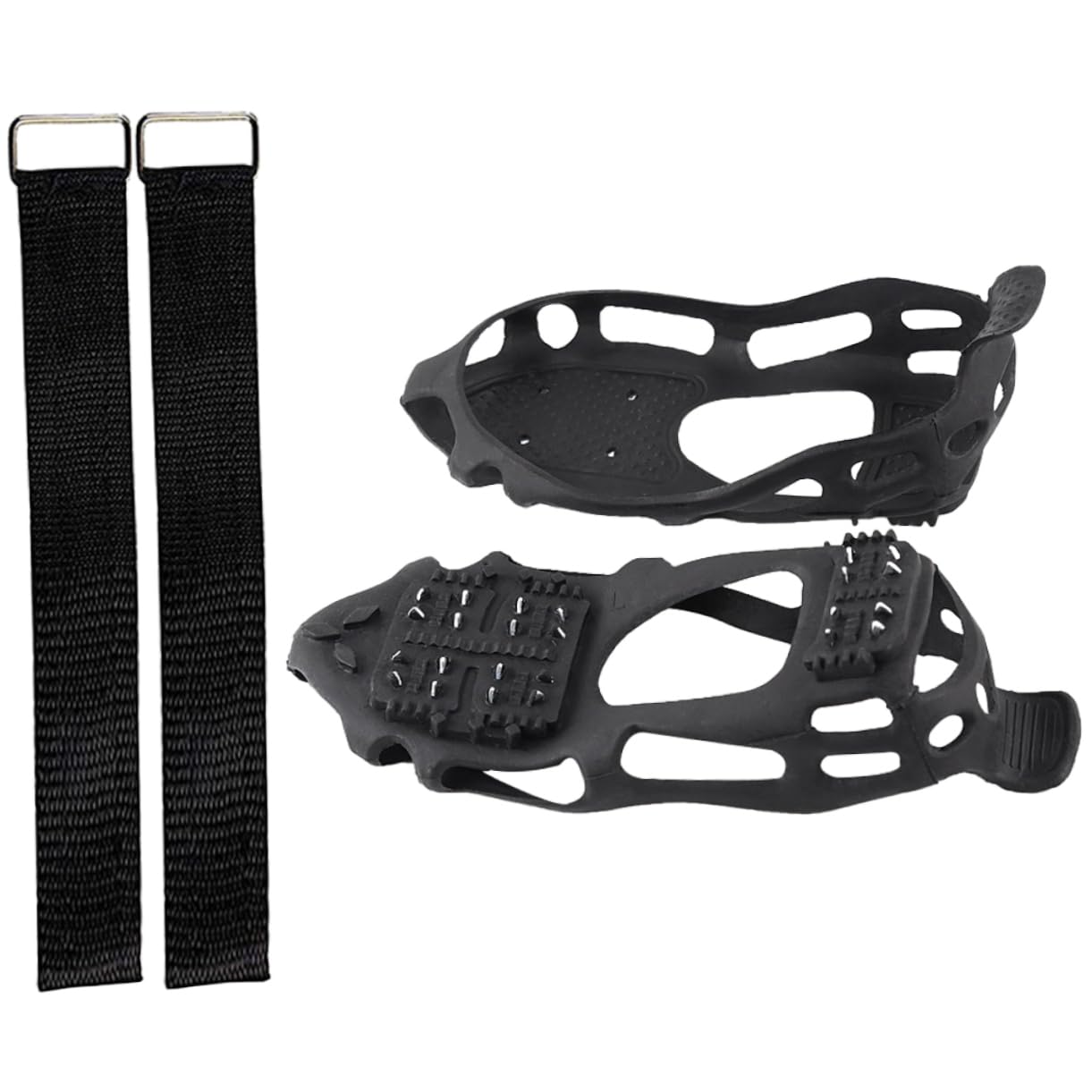 Veemoon 1set Ice Grippers for Shoes Durable Tooth Crampons Excellent Traction for Snow and Ice Lightweight TPE Slip-Resistant Footwear for Hiking Walking and Outdoor Activities