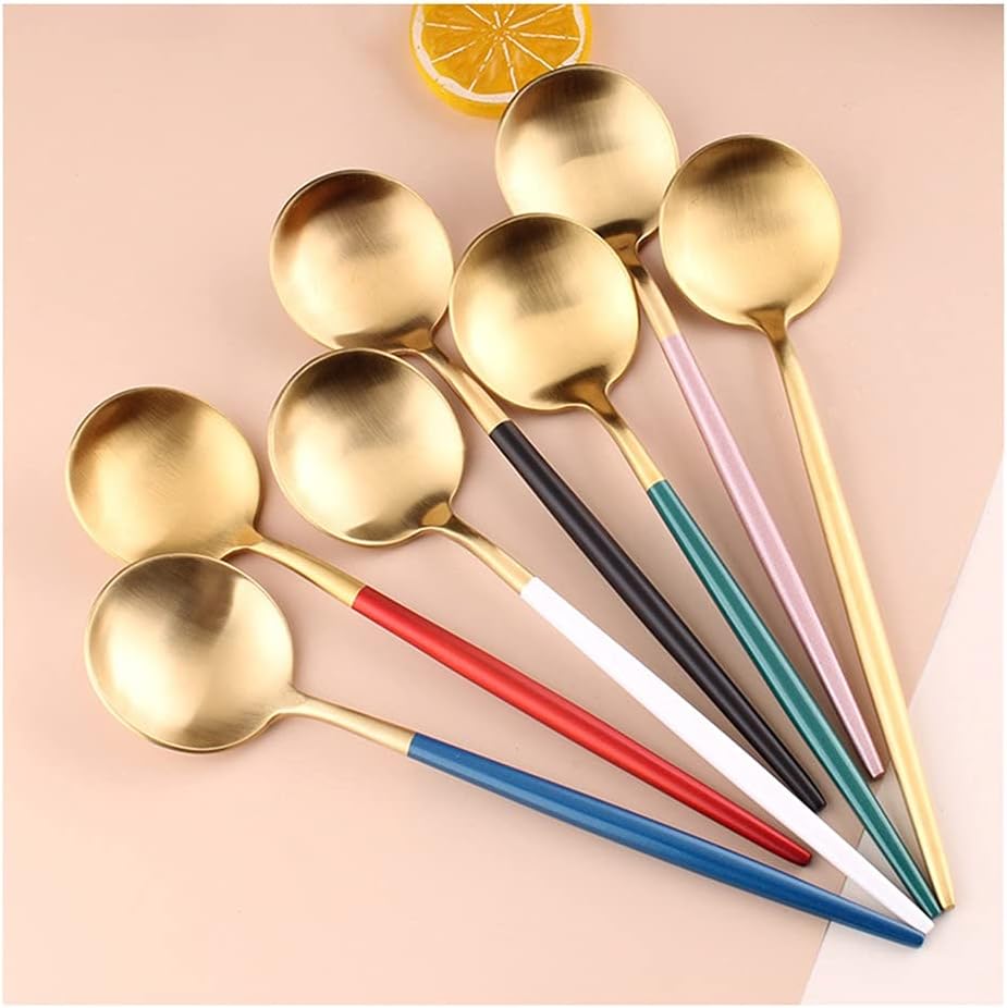 EARSHOT Tea Spoons Stainless Steel Spoon Eating Spoon, Spoon Coffee Stirring Spoon Cake Dessert Spoon 7 Pieces Soup Spoons