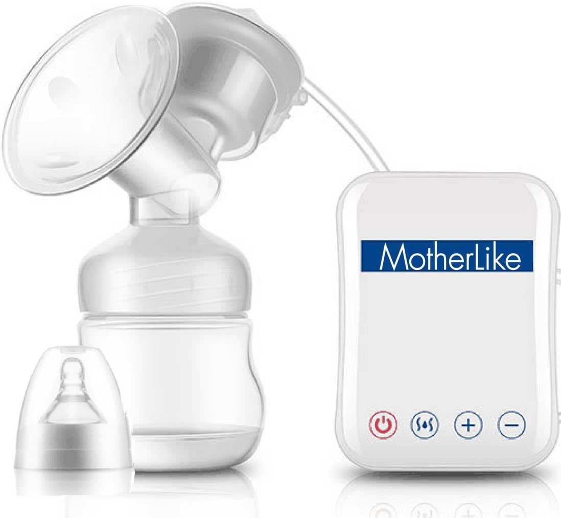 MotherLike Novel Electric Anti Backflow, Super-Quiet Breast Pump with Feeding Bottle (White) -14 Gears