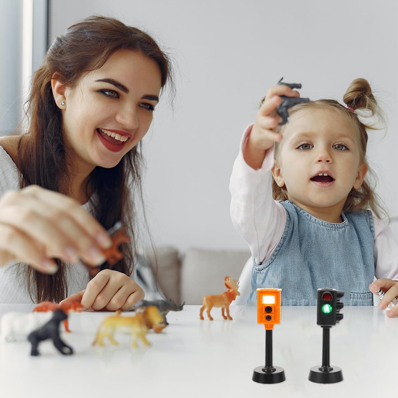 Tomaibaby Kinderspielzeug Verkehrssignal Ampel Mit Blinklicht Und Sound Für Frühkindliche Verkehrserziehung Und Rollenspiele 2 Stück 4.84X1.81X1.81In