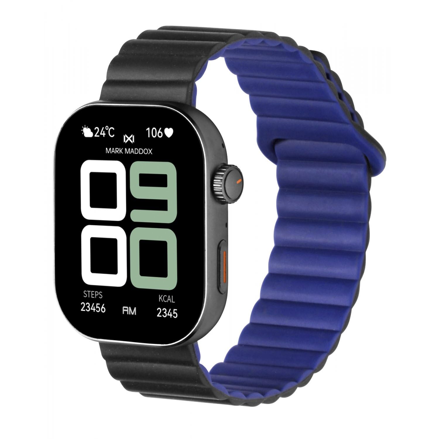 Mark Maddox Smart HS2007-50 - Smartwatch unisex nero e viola, cinturino in gomma, chiamate dall'orologio, GPS in app, controllo stress e frequenza cardiaca, collezione Smart Now
