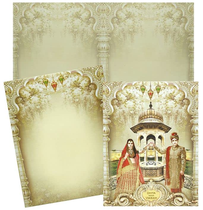 King of Cards Bride Groom Wedding Cards 29.00 X 22.50 Cm (Set of 50)