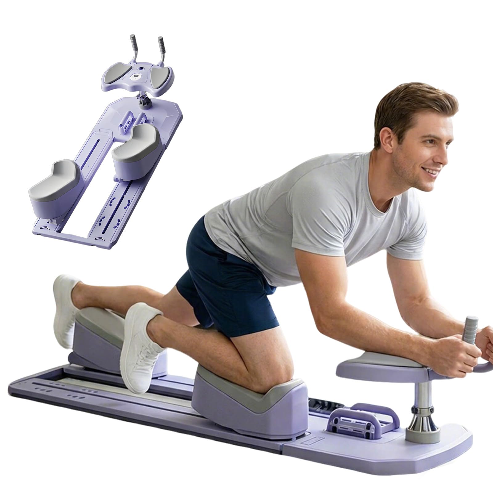 6-in-1 Spine Twist & Stretch Trainer,Kriechmaschine Fürs Training,3-Stufige Verstellung,Abnehmbar,70 Cm Große Kriechstrecke,Max. 230 Kg,Für Bauch-, Taillen- Und Rumpfmuskulaturtraining Purple