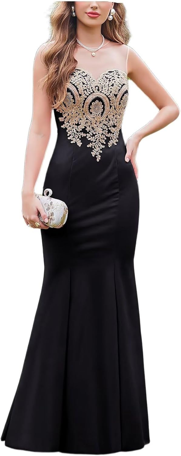 BABYONLINE D.R.E.S.S. Formal Dresses for Women Bodycon Mermaid Appliques Lace Elegant Prom Dress XIN262
