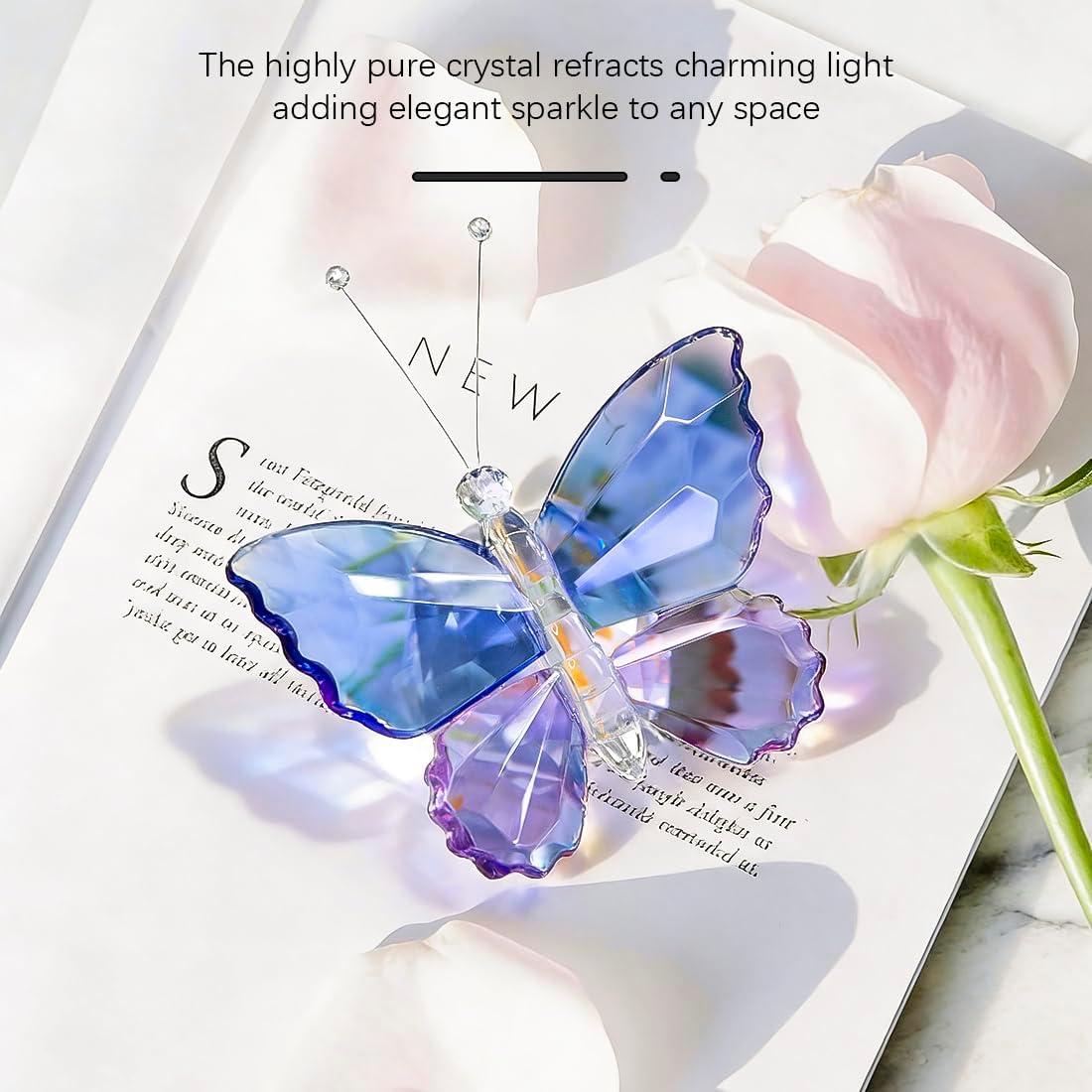 H&D HYALINE & DORA Crystal Cut Butterfly Animal Ornament Decoration for Office Table Home Bedroom - Image 2