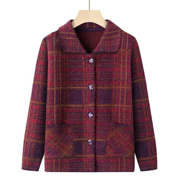 Suéter grueso de punto ropa de abrigo cómoda para mujer mayor 6