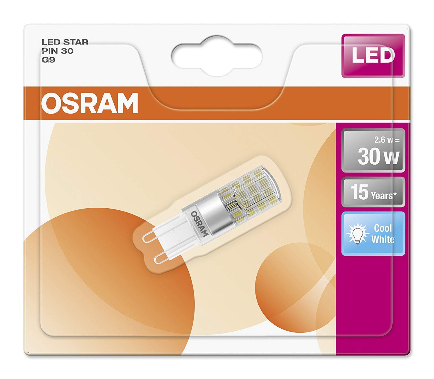 OSRAM 812383 Bombilla LED, G9, Blanco, 9 Unidades