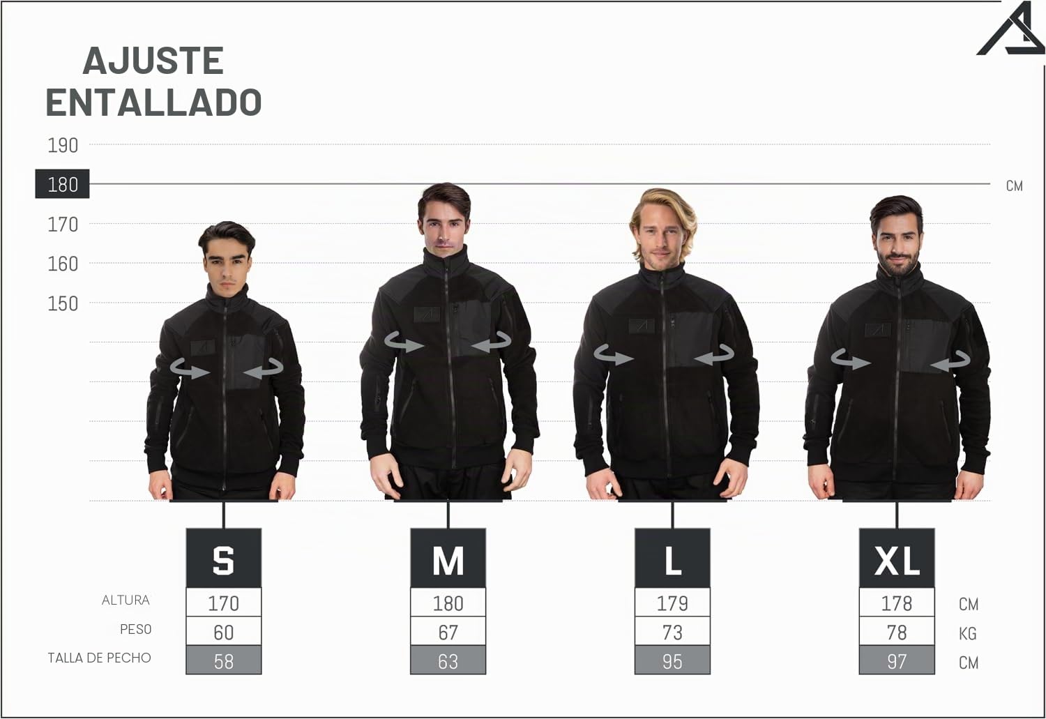 ACE Schakal Chaqueta polar Slim Fit: chaqueta de exterior para ciclismo, senderismo y trekking, deportiva y cálida