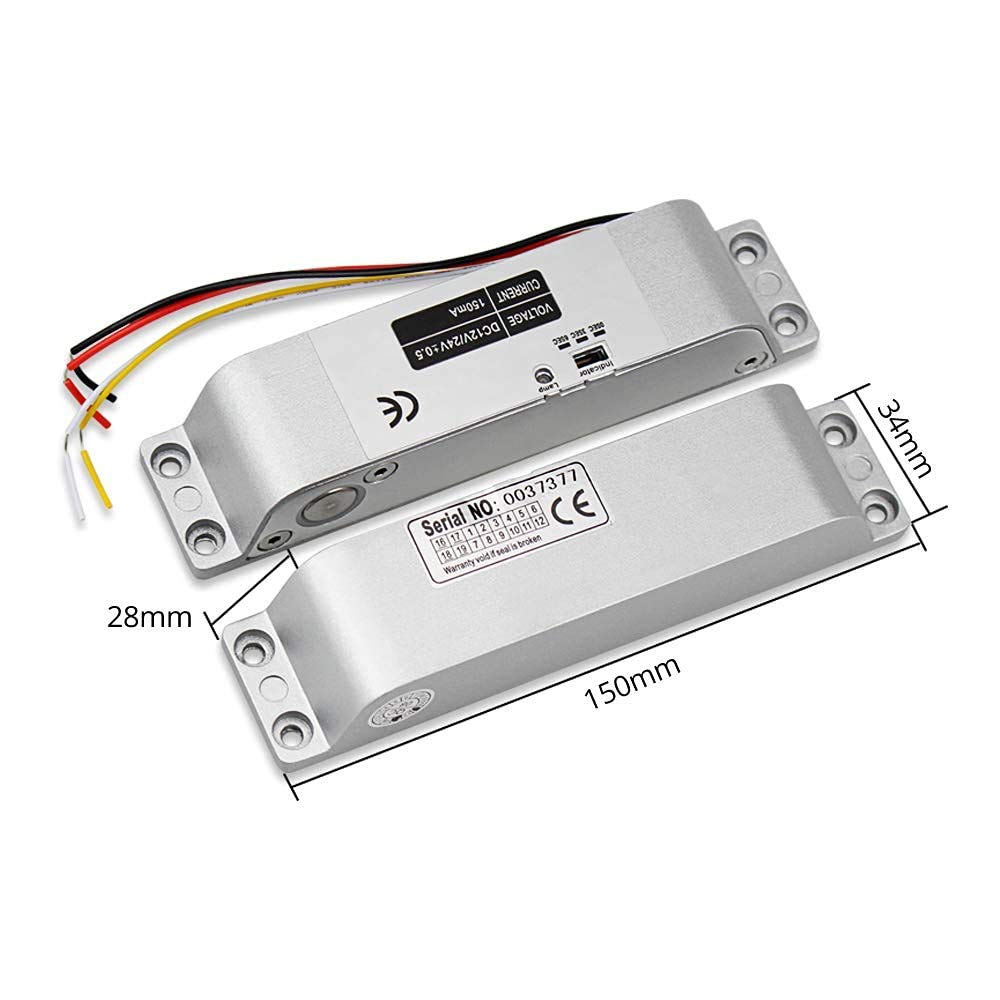 JASAG DC12V Fail Safe Electric Drop Bolt Lock Cerradura electrónica de Puerta para Puerta de Entrada Control de Acceso Sistema de Seguridad Adecuado para Puerta de Madera/Metal