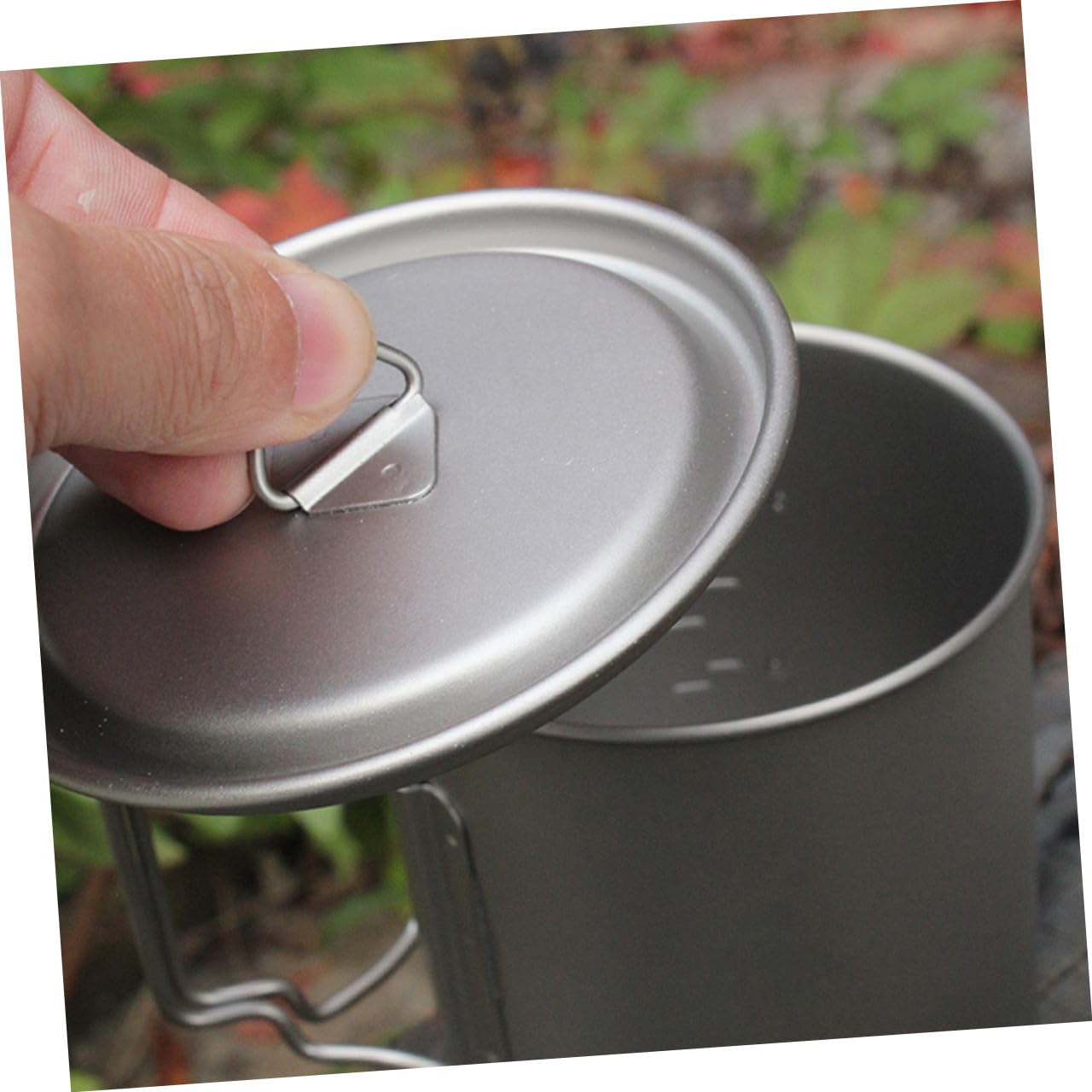 YARNOW Tasse de Camping en Titane 750ml Argenté avec Couvercle