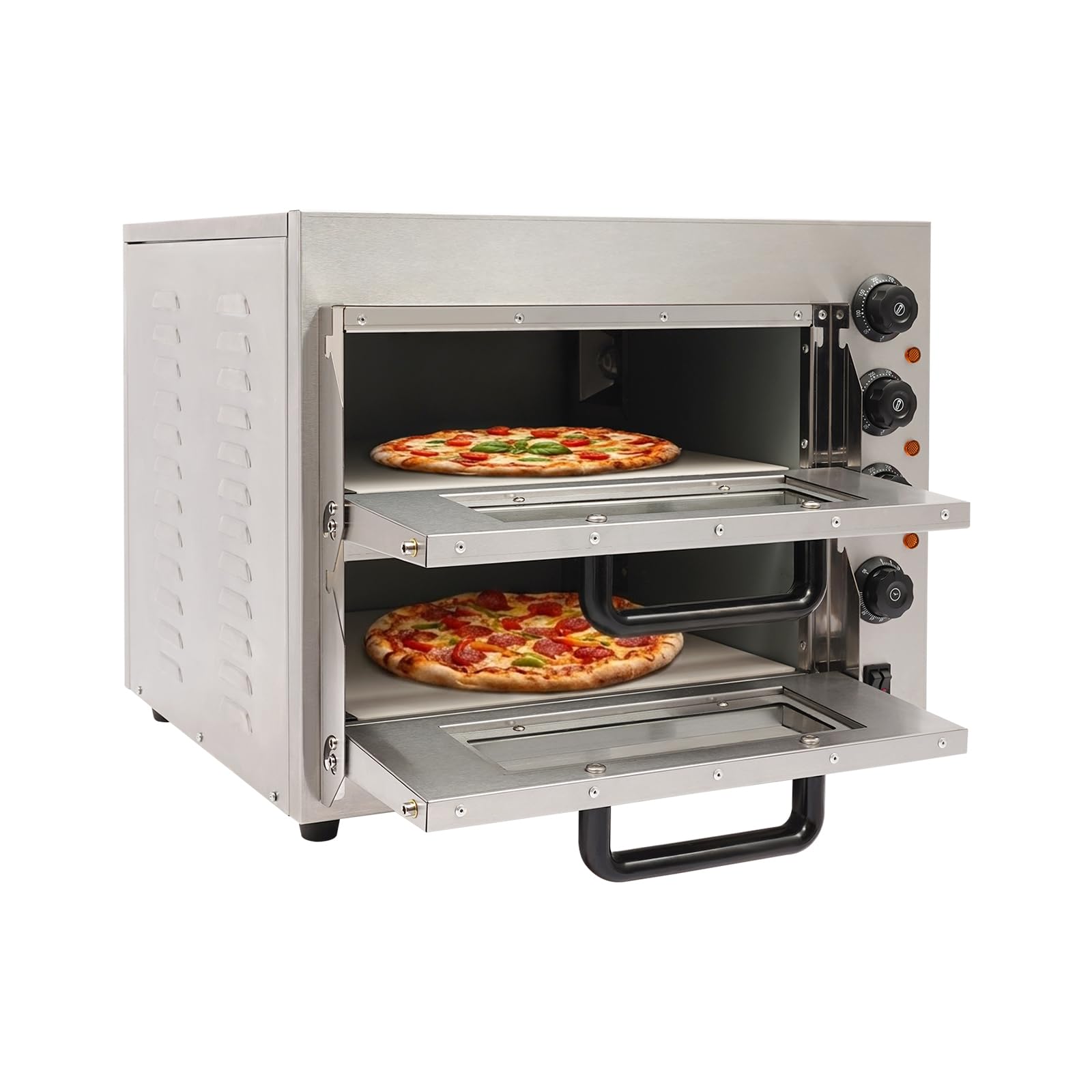 Forno elettrico a doppio piano, 3000 W, 50-350 °C, regolazione precisa della temperatura, funzione timer da 1 a 60 minuti, 20 l, in acciaio inox 201, con finestra resistente al calore, per ristoranti