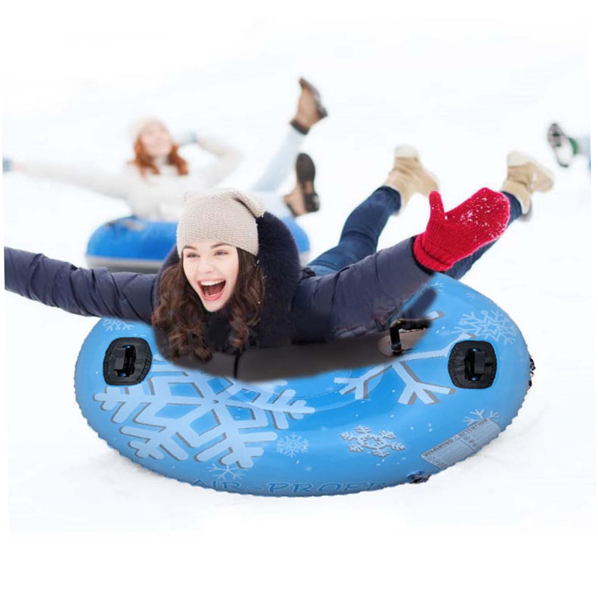 Ciambella da Neve Gonfiabile in Pvc Blu per Sport Invernali All'aperto | Snow Tubing, Tenuta All'aria Affidabile, Alta Resistenza All'usura, Pieghevole e Antistrappo