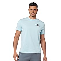 Calvin Klein Uomo T-Shirt Maniche Corte Left Chest Logo Tee Slim Fit, Blu (Stratosphere), M