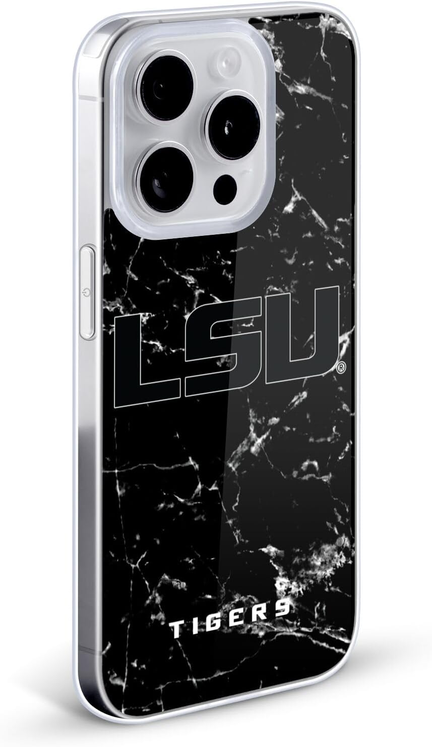 Head Case Designs Officially Licensed Louisiana State University LSU Black and White Marble Louisiana State University LSU Gel Case [Military Grade Protection] Compatible with Apple iPhone 17 Pro Max