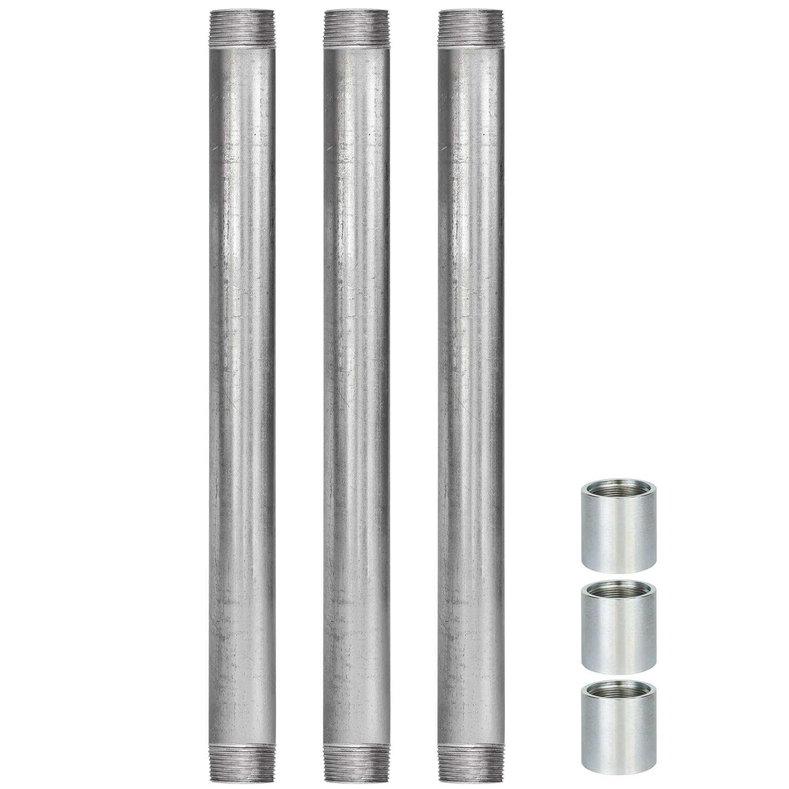Well Point Pipes, 3PCS 39" 1-1/4 Galvanized Drive Point Well Pipes+3PCS 1-1/4 Well Point Drive Couplings,Drive Point Well Pipes and Drive Pipe Connector for Drive Sand Point Well&Soft Soil Well