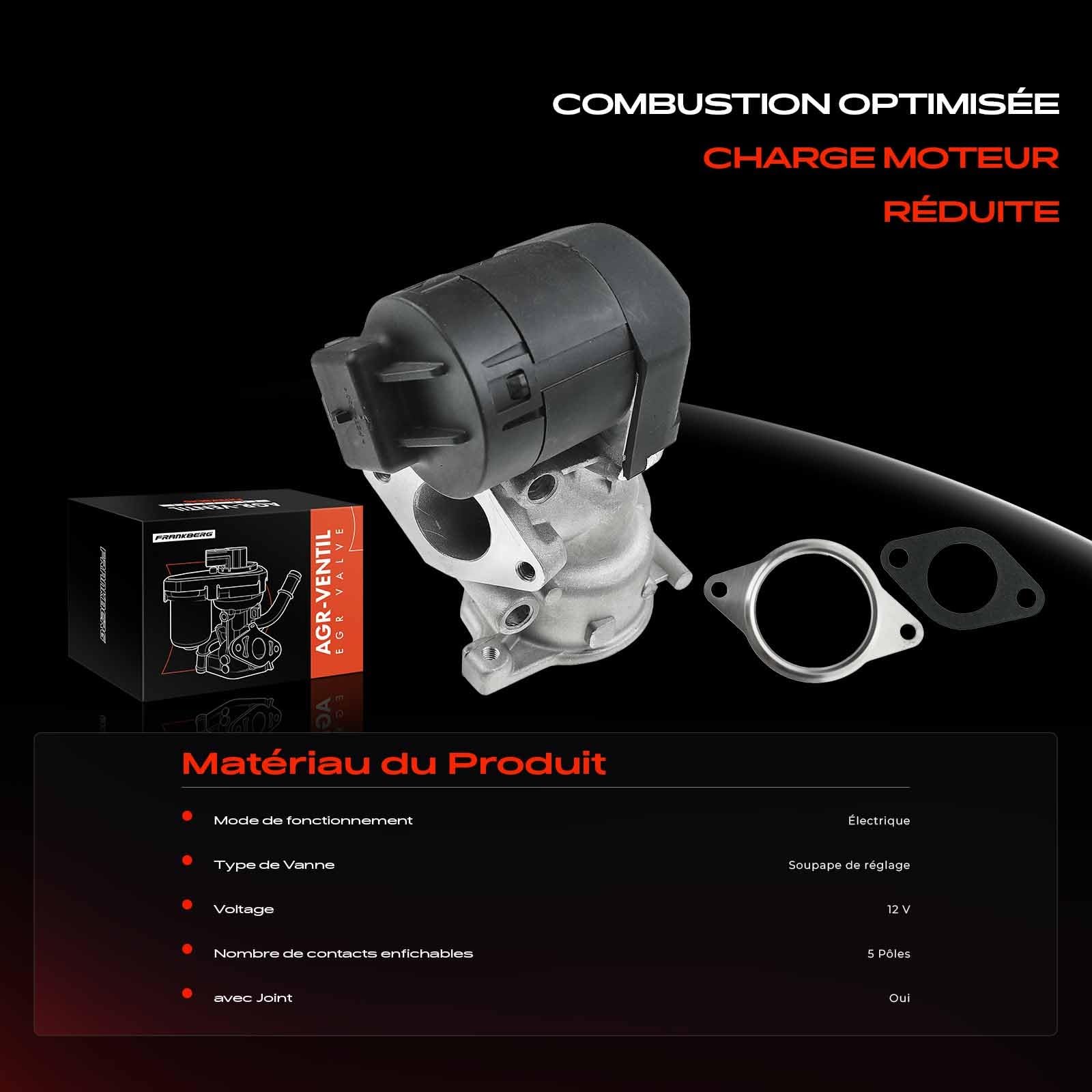 Frankberg Vanne EGR 5 broches EG10395-12B1 | Compatible avec: Jumpy VF7, C5 Break TD_, 607 9D 9U, V50 MW, 508, Boîte Scudo 270, 307 Pause 3E