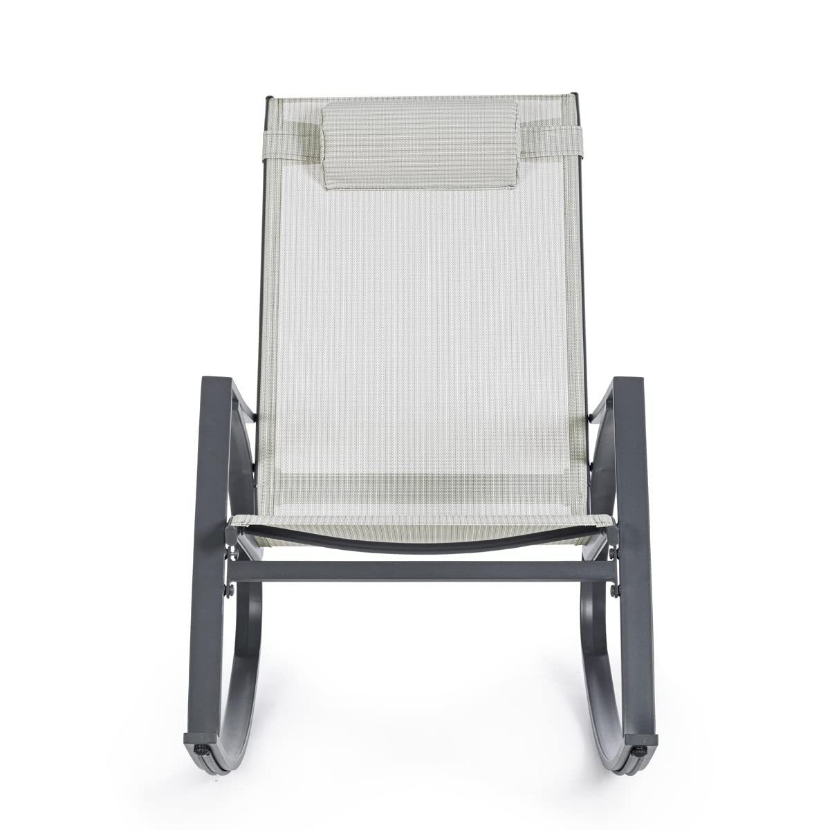 Yellowshop - DEMID poltrona giardino portico terrazza sedia a dondolo con poggiatesta cm 60x107xh95 Antracite Bianco Tortora (Antracite/Grigio chiaro)