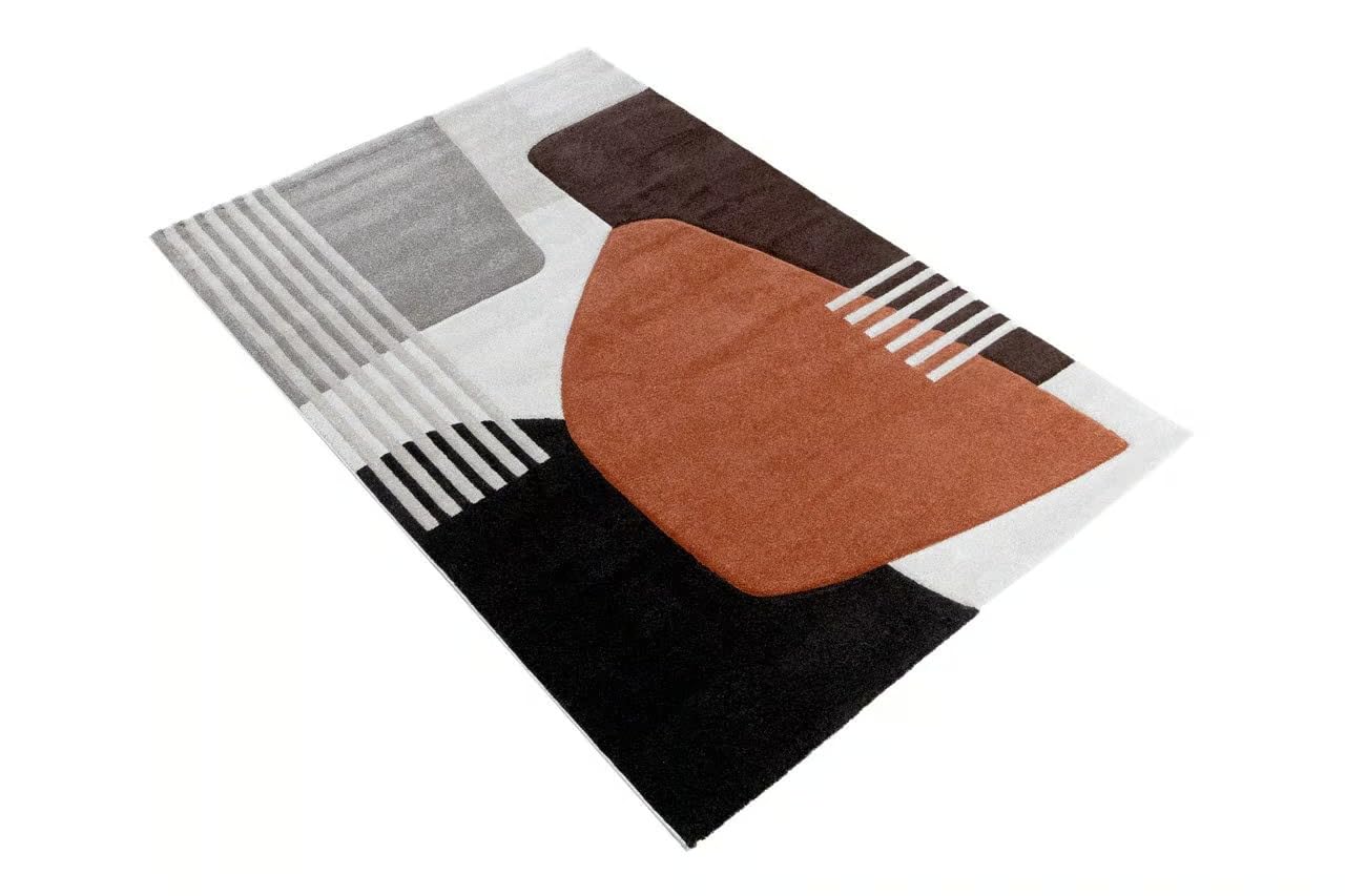 Tappeto Arizona Brown Rust - Design Moderno Contemporaneo a Pelo Corto per Soggiorno, Camera da Letto e Ufficio - Marrone Ruggine