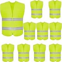 DUSKCOVE 10-Pack High Visibility Safety Vests - Neon Yellow Breathable Mesh, 360° Reflective Strips, One Size Fits Most for Construction, Traffic & Running