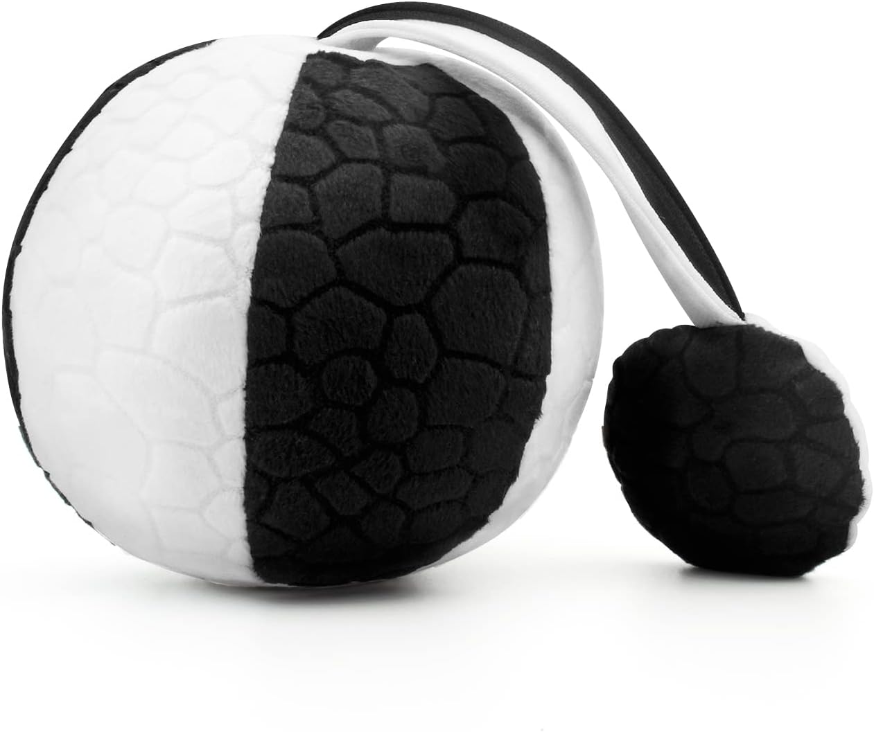 JollybabySoft Plush Stuffed Black and White Oball with Rattle Toys for Infant Baby 0-3-6 Months, High Contrast Sensory Rattles Teething Ball Toys for Baby, Newborn Boy Girls Shower Gifts