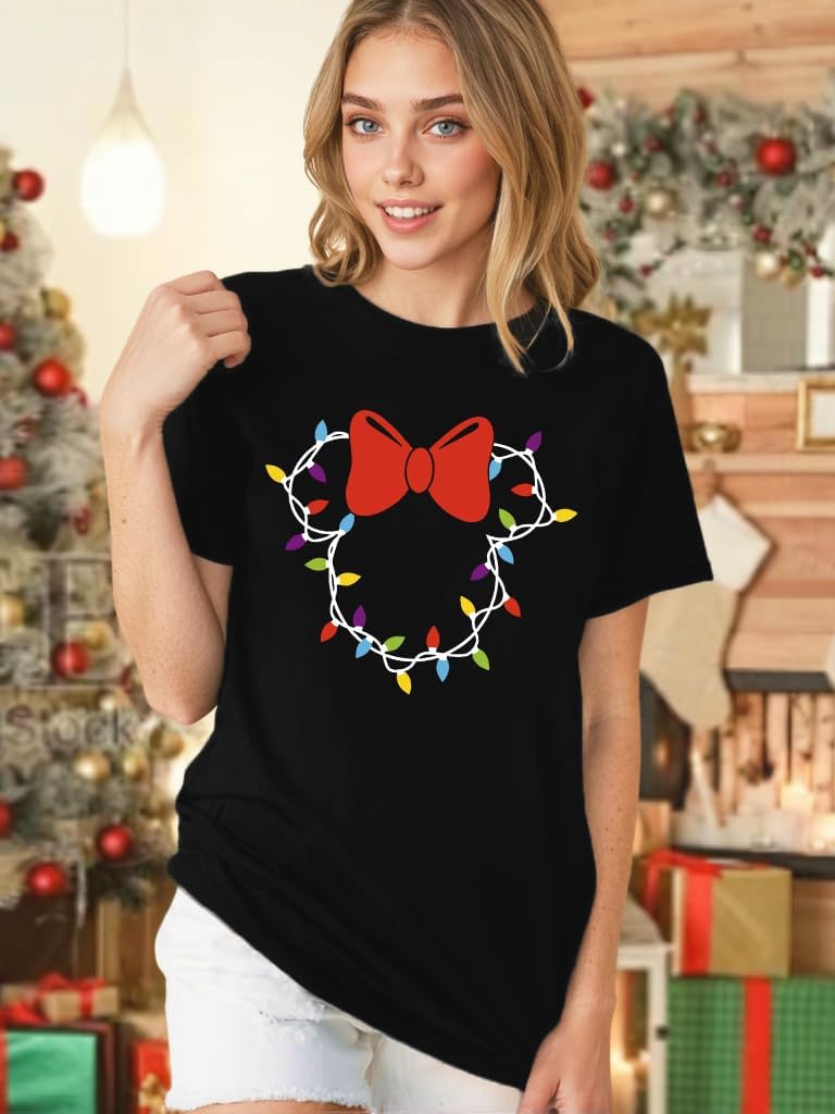 Christmas Lights Shirts Womens Merry Christmas Shirt Xmas Holiday Graphic Tshirt Funny Vacation Tee Tops - Image 5