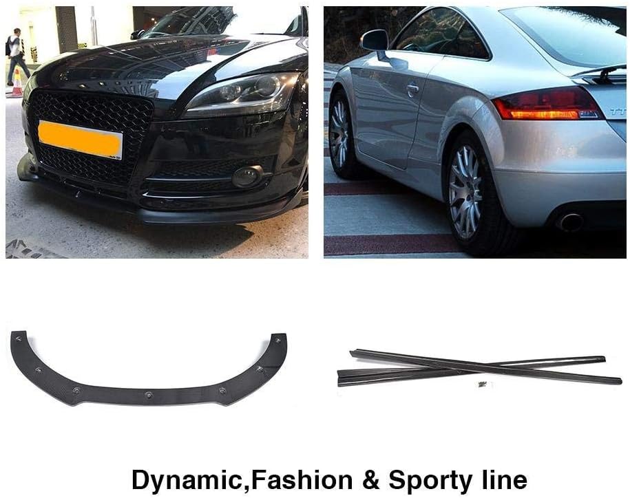 fits Audi TT 2-Door 2008-2014 Carbon Fiber Front Lip and Rear Spoiler and Side Skirts Body kit