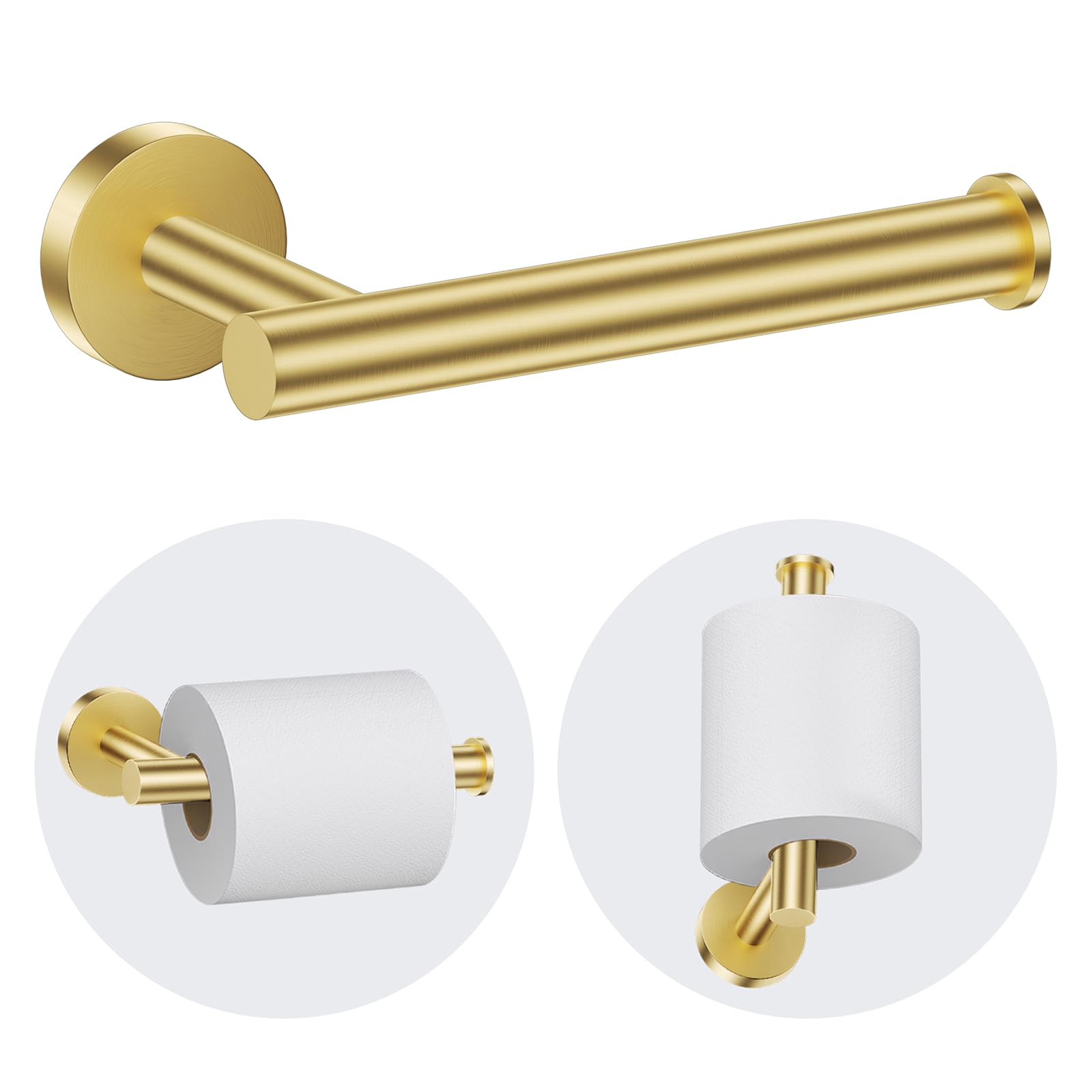 YACVCL Brushed Gold Toilet Roll Holder, Bathroom ﻿Toilet Paper Holder, Stainless Steel Modern Tissue Non-slip Holders Wall Mounted for Bathroom Kitchen Washroom